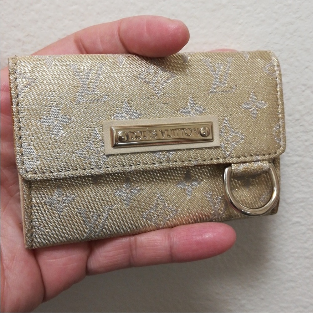 Louis Vuitton Silver/Gold Monogram Shine Porte Monnaie Card Holder